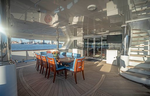 Charter yacht MISS CHRISTINE alfresco dining area