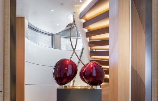 cherry statues on luxury yacht lunasea