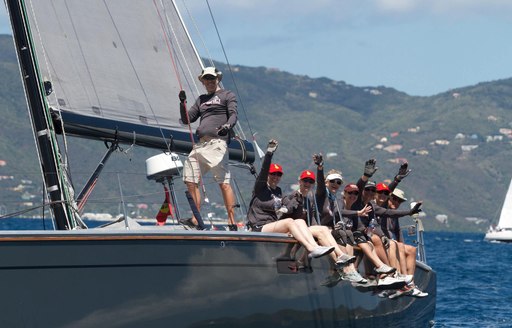 sailors racing on boat in the bvi spring regatta