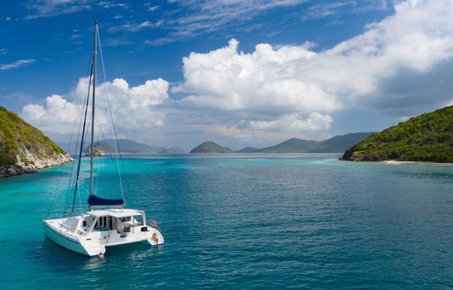 Sailing yacht cruising along Croatian coast