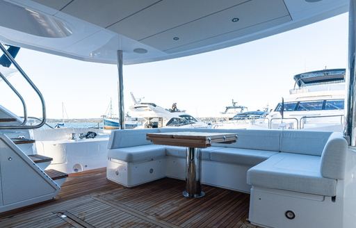 Charter yacht ASCEND exterior deck space with seating
