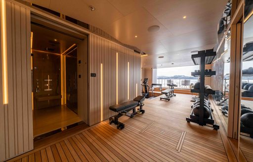 Superyacht charter SYMMETRY gym with equipment
