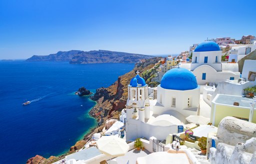 White architecture of Oia village on Santorini island, Greece