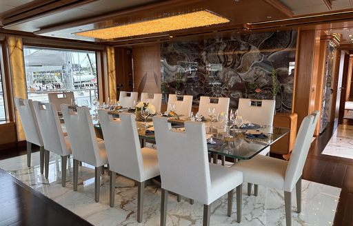 Charter yacht SERENITY interior dining area