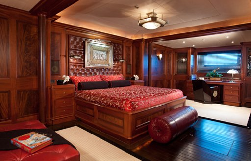 handsome master suite aboard luxury yacht TIARA 