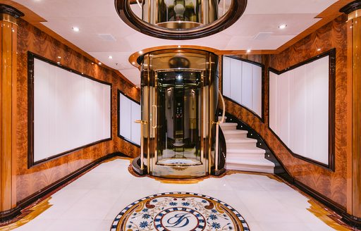 Charter yacht DILARA elevator and lobby