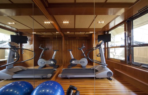 Gym on board charter yacht BEHIKE