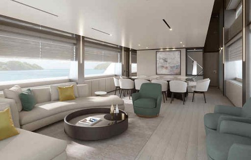 Main salon on board charter yacht HAIAMI