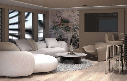 Charter yacht ORIY upper salon lounge and wet bar