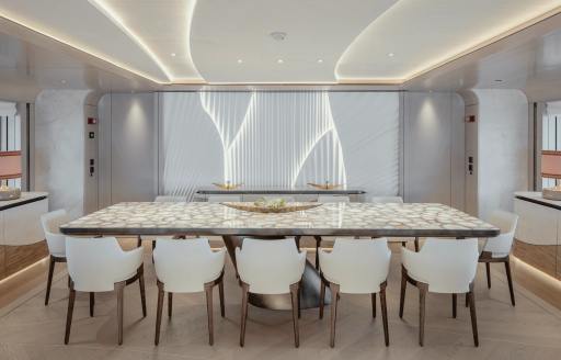 Charter yacht O'MADELEINE interior dining table