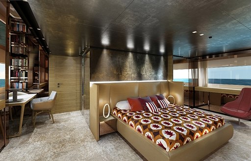 Japanese-inspired master suite on board superyacht TAKARA 