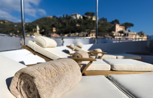 the best place to catch some mediteranean sun is on the sundeck of charter yacht the wellington wher eguests can unwind as they cruise in mallorca 