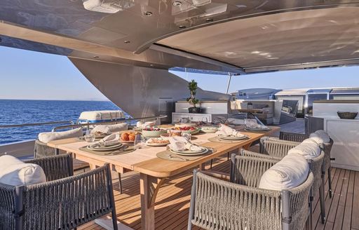 Charter yacht ONCE MORE alfresco dining