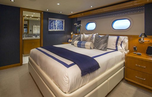 Master cabin on luxury yacht Far Niente