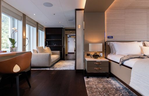 Master suite on superyacht LAURENTIA