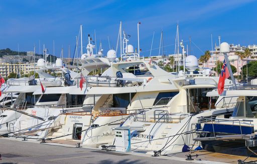 Superyacht charters berthed Vieux Port Cannes