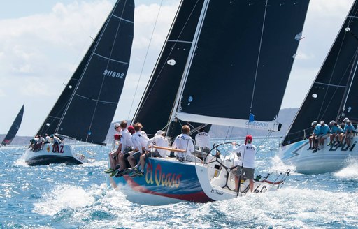 Boats on the water in the virgin island sailing in regatta