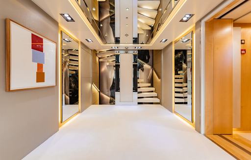 Charter yacht LOON corridor and staircases