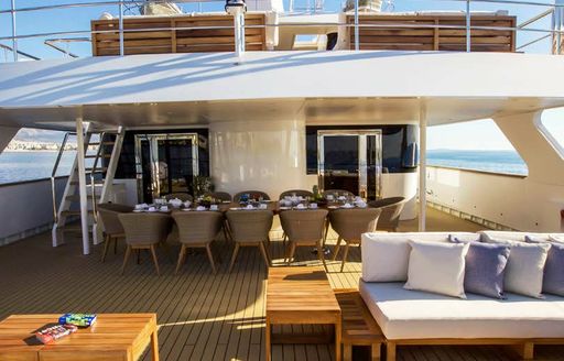 Seating area on superyacht ASPIRE