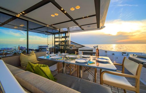 Charter yacht MUDITA alfresco dining setup