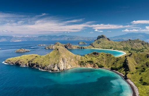 Elevated view looking out over Indonesian islands