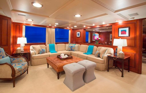 Main salon on charter yacht Lady J