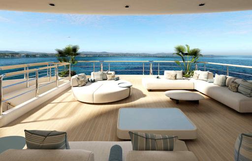 Charter yacht O'MADELEINE exterior deck space with seating