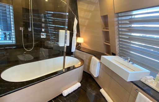 En suite for master cabin onboard charter yacht BOLD