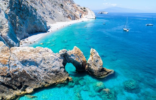 Clear blue water by the beach in Greece