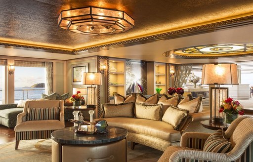 beautifully-styled salon aboard motor yacht SOLANDGE 