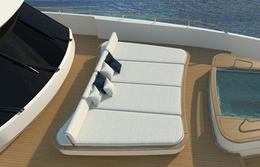 Sun pads onboard the deck of charter yacht DAWO