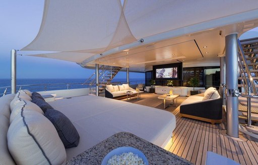 The video screen on the exterior of superyacht ROMEA