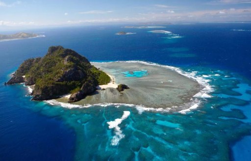An aerial view of Fiji