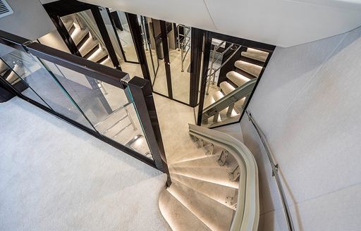 Charter yacht QUANTUM interior stairs