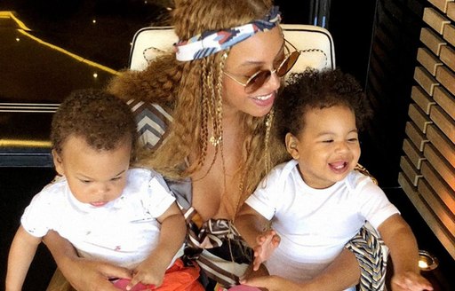 Beyonce and her twins laugh on board superyacht KISMET