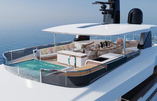 Deck Jacuzzi and seating onboard charter yacht FELICITA