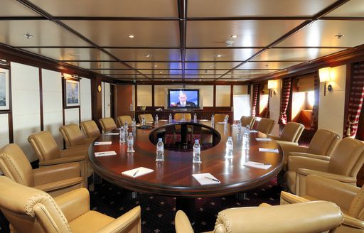 Conference room on board superyacht Lauren L 