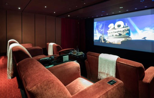 Cinema suite on board charter yacht OCTOPUS