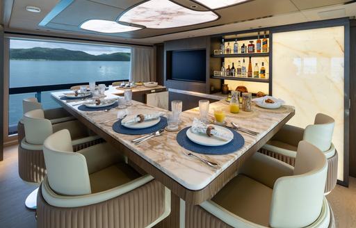 Charter yacht WHITE STAR interior dining area