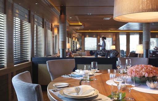 dining arrangement on yacht naia 