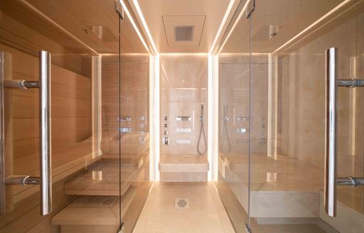 Superyacht charter SYMMETRY sauna and steam room