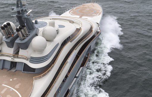 An aerial view of Lurssen superyacht SHU