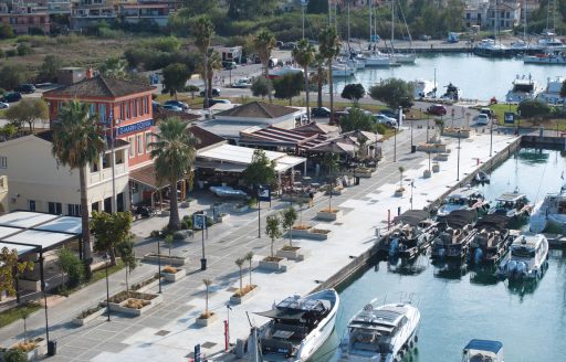 Gouvia Marina architecture and pontoons