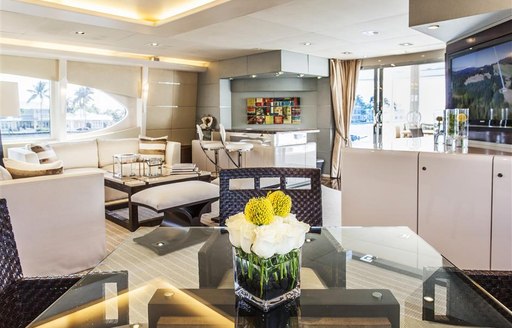 Main salon area on board superyacht CHARISMA