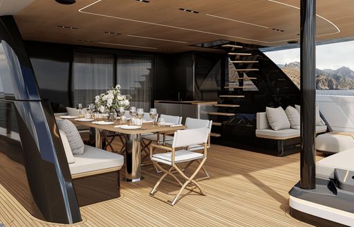 Charter yacht MIM OCEAN 10 exterior deck space with dining option