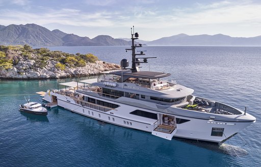 Charter yacht PARA BELLUM at anchor with a tender adjacent