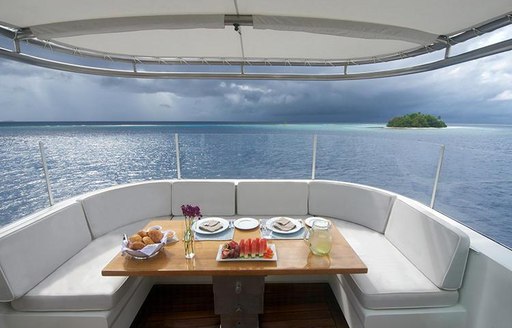 onboard dinner table on luxury yacht