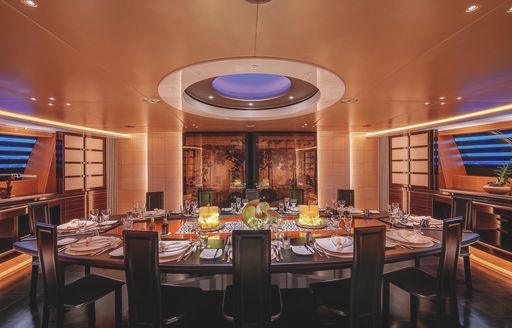 Charter yacht MALTESE FALCON interior dining table