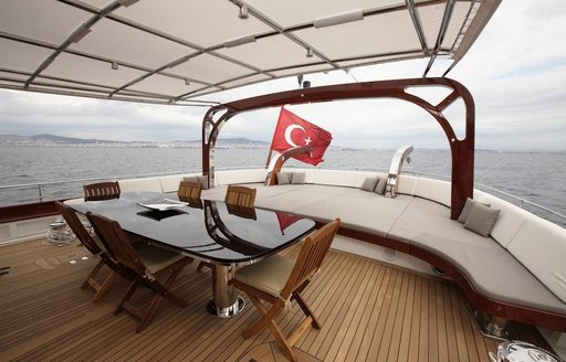 alfresco dining area on deck of luxury gulet Vay