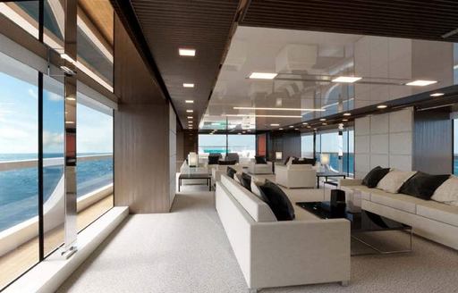 Charter yacht SEVEN SINS interior seating with large windows